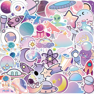 10/30/50PCS Cute Cartoon Dream Gradient Planet Outer Space Stickers For Kids Motorcycle Phone Fridge Notebook Wall Decals Toys (ONLINE ORDER ONLY)