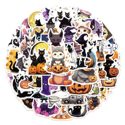 Cute Cat Stickers Halloween Pumpkin Decals for Luggage Laptop Guitar (ONLINE ORDER ONLY)