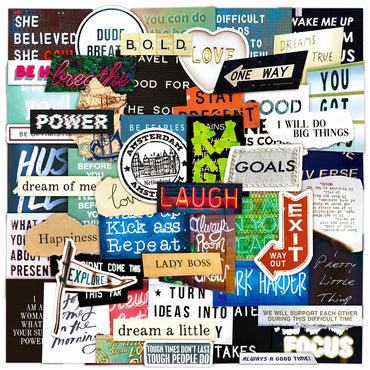 10/60pcs Inspirational English Words Stickers for Notebook Scrapbooking Craft Supplies Vintage Motivational Phrases Sticker Toy (ONLINE ORDER ONLY)