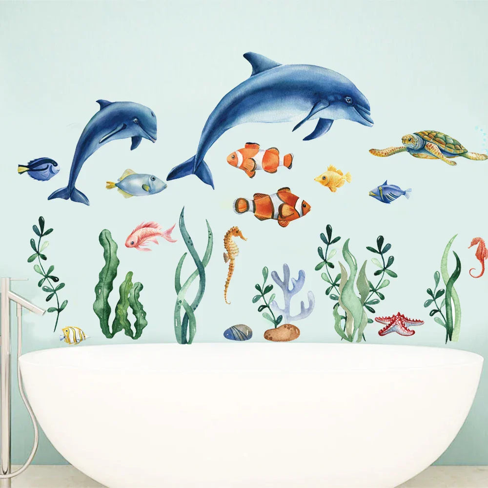 Blue Sea Fish Bubble Wall Sticker for Kids Rooms and Bathroom Decor (ONLINE ORDER ONLY)