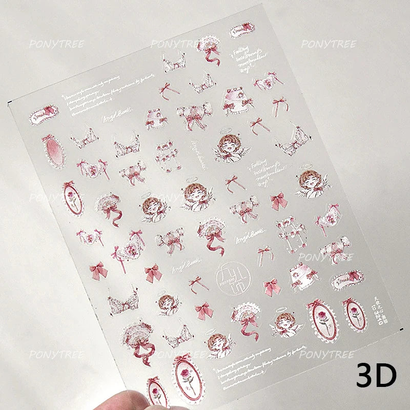 Baroque Angel Archery Wing Butterfly Retro Totem European Border Rose Flower Lace Chic Adhesive Nail Art Sticker Manicure Decals (ONLINE ORDER ONLY)
