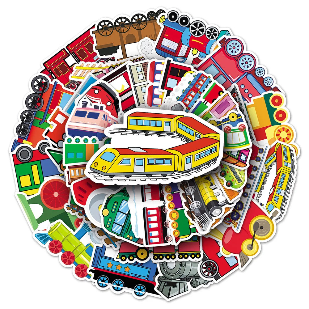 Cartoon Train Stickers for Laptop, Luggage, Skateboard - 10/30/50PCS (ONLINE ORDER ONLY)