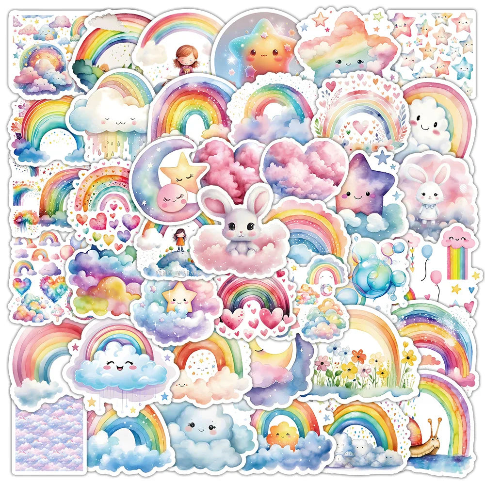 Kawaii Rainbow Cloud Animal Stickers for Laptop Phone Suitcase Notebook (Online Order Only)