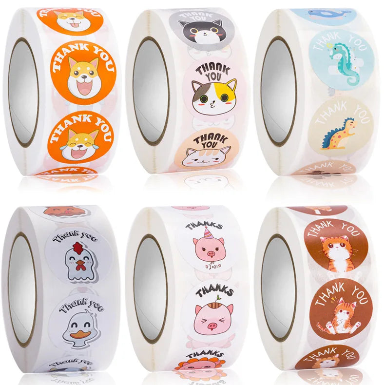 1inch/2.5cm Animal Good Job Cool Stickers Roll for Envelope Praise Reward Student Work Label Stationery Seal Lable (ONLINE ORDER ONLY)