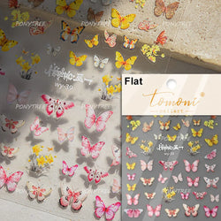 Yellow Butterfly Rose Flower Lace Gradual Wing Charming Romantic Jelly Camellia Self Adhesive Nail Art Stickers Manicure Decals (Online Order Only)