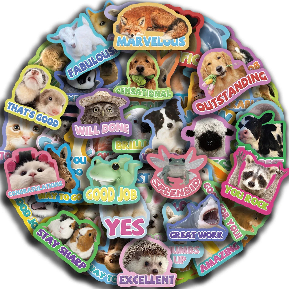 50pcs Cute Cartoon Animals Stickers DIY Phone Guitar Laptop Notebook Suitcase Cup Waterproof Mix Graffiti Sticker Kids Toy (ONLINE ORDER ONLY)