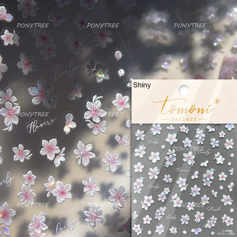 Romantic Pink Peach Blossom Tower Circular Fan Hollowed Window Tassel Pendant Antique Tree Chic Nail Art Stickers Manicure Decal (ONLINE ORDER ONLY)