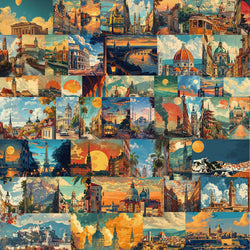 50pcs Retro Landscape Painting Stationery Sticker Asethetic Natural Landscape Scrapbook Sticker DIY Decor Luggage Sticker (ONLINE ORDER ONLY)
