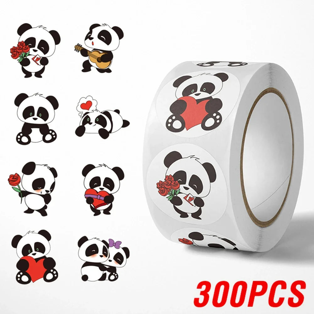 100-500pcs Panda Cute Cartoon Stickers 1inch Reward Sticker Gift Decoration Stationery Stickers (Online Order Only)