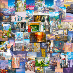 64pcs 2D Graffiti Stickers for Helmet, Wall, Desktop Decoration with Storage Box (Online Order Only)