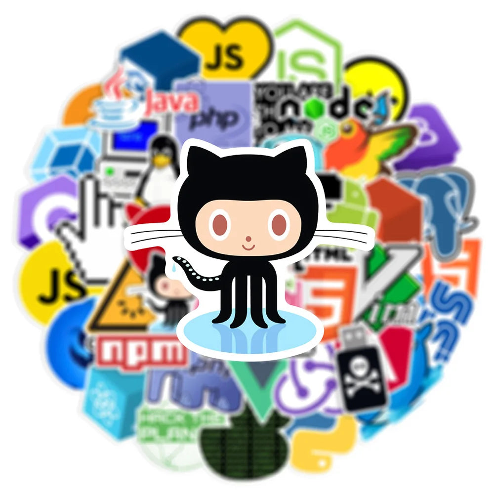10/30/50pcs Funny Geek Java Programming Cartoon Stickers Skateboard Laptop Phone Motorcycle Guitar Cool Waterproof Sticker Toy (ONLINE ORDER ONLY)