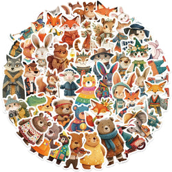 50Pcs Cartoon Zoo Wild Animals Stickers Aesthetic DIY Toy For Phone Skateboard Laptop Fridge Car Decals Fairy Tale Sticker (Online Order Only)