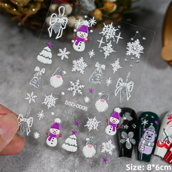 Cute Deer Christmas Nail Stickers 5D Embossed Elk Star Gingerbread Man Snowflake Santa Claus Holly DIY Winter Engraved Manicure* (ONLINE ORDER ONLY)