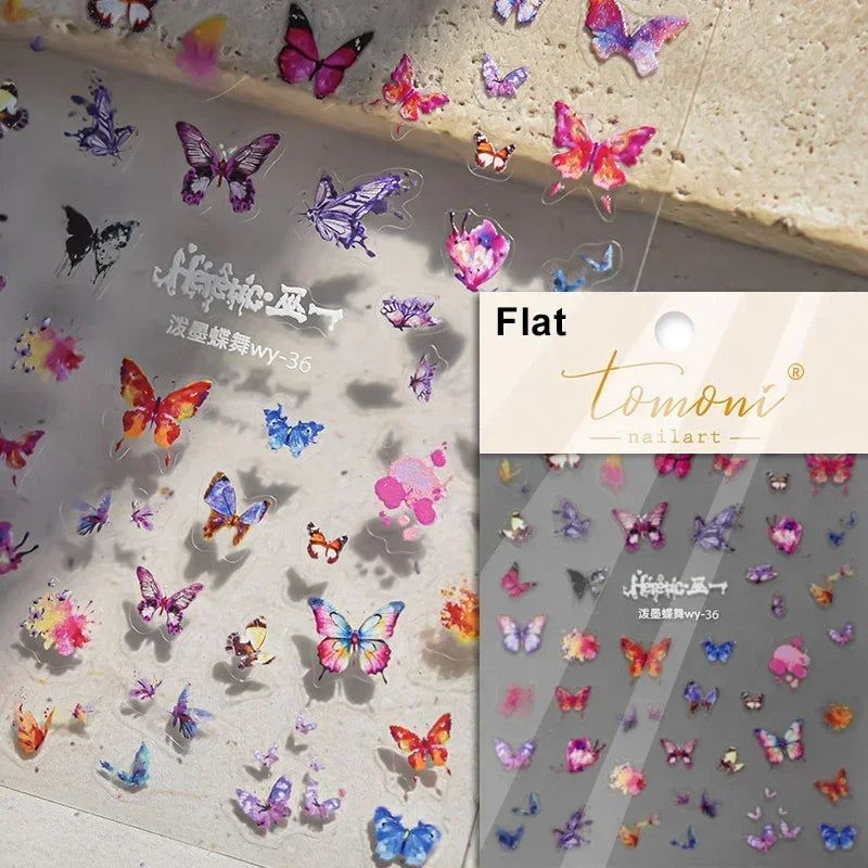 Butterfly Rose Laser Jelly Hot Stamping Lace Letter Flower Love Heart Bowknot 5D Self Adhesive Nail Art Stickers Manicure Decals (ONLINE ORDER ONLY)