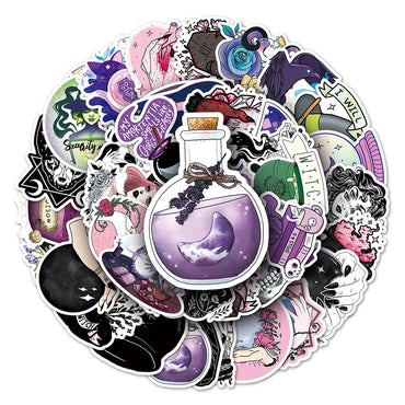 10/30/50PCS Halloween Magic Witch Stickers Apothecary Graffiti Toys Cartoon Decals For Kids DIY Skateboard Notebook Bike Helmet (ONLINE ORDER ONLY)