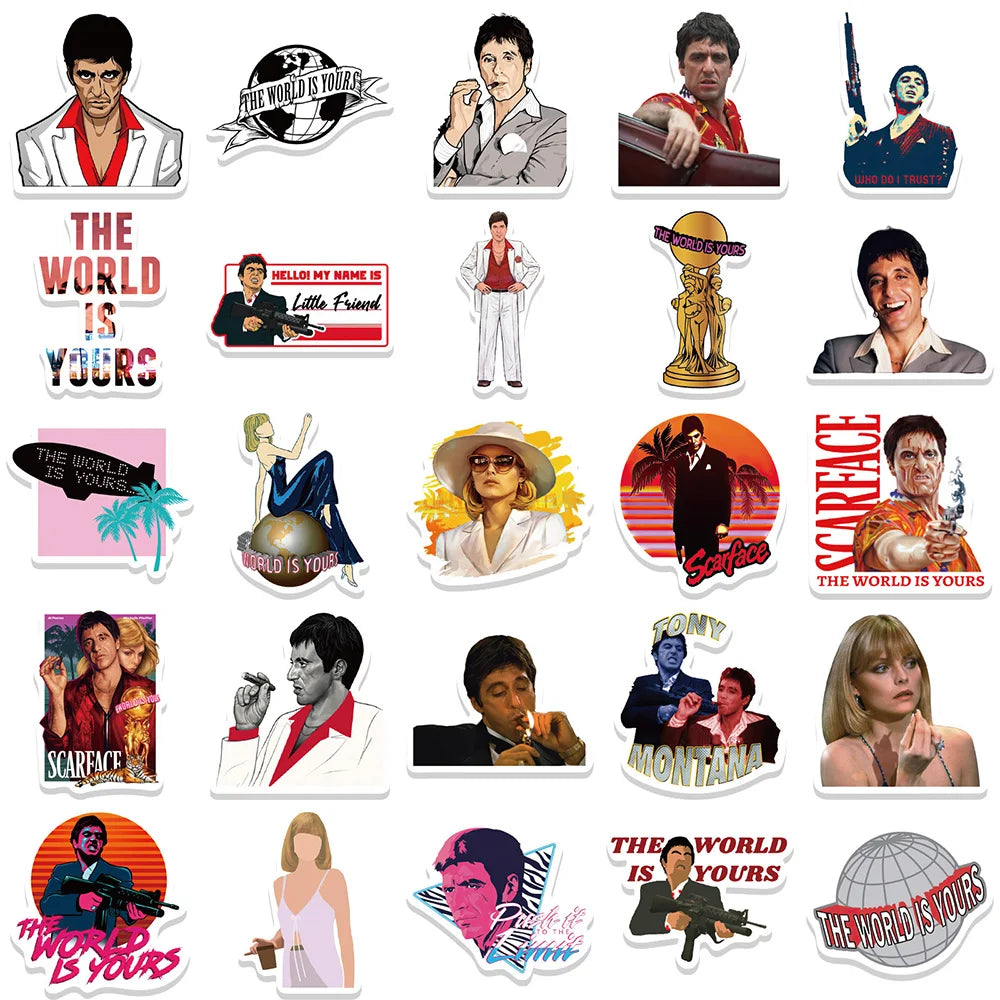 10/30/50pcs Movie Scarface Tony Montana The World Is Yours Sticker Packs (Online Order Only)