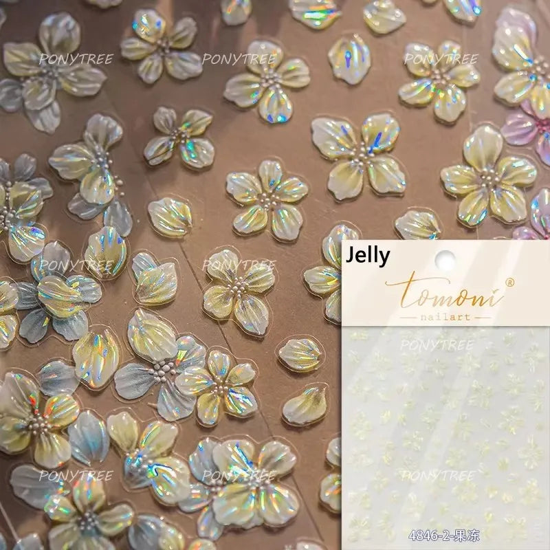 Peach Blossom Flower Yellow Rabbit Bunny Love Heart Delicate Totem 5D Self Adhesive Nail Art Stickers Rhinestone Manicure Decals (ONLINE ORDER ONLY)