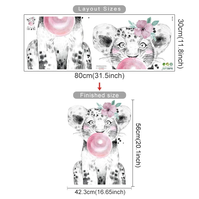 Safari Lion Bubble Gum Wall Stickers for Kids Room Nursery Decor (Online Order Only)