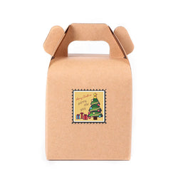 50-500Pcs Merry Christmas Stickers 3.8cm Square Christmas Tree Holiday Adhesive Labels for Cards Present Envelopes Seal Box Bag (ONLINE ORDER ONLY)