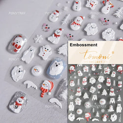 Cat Kitten Star Tree Bell Angel Bowknot Snowman Envelope Pinecone Bone Adhesive Nail Art Stickers Cup Rhinestone Manicure Decals (ONLINE ORDER ONLY)