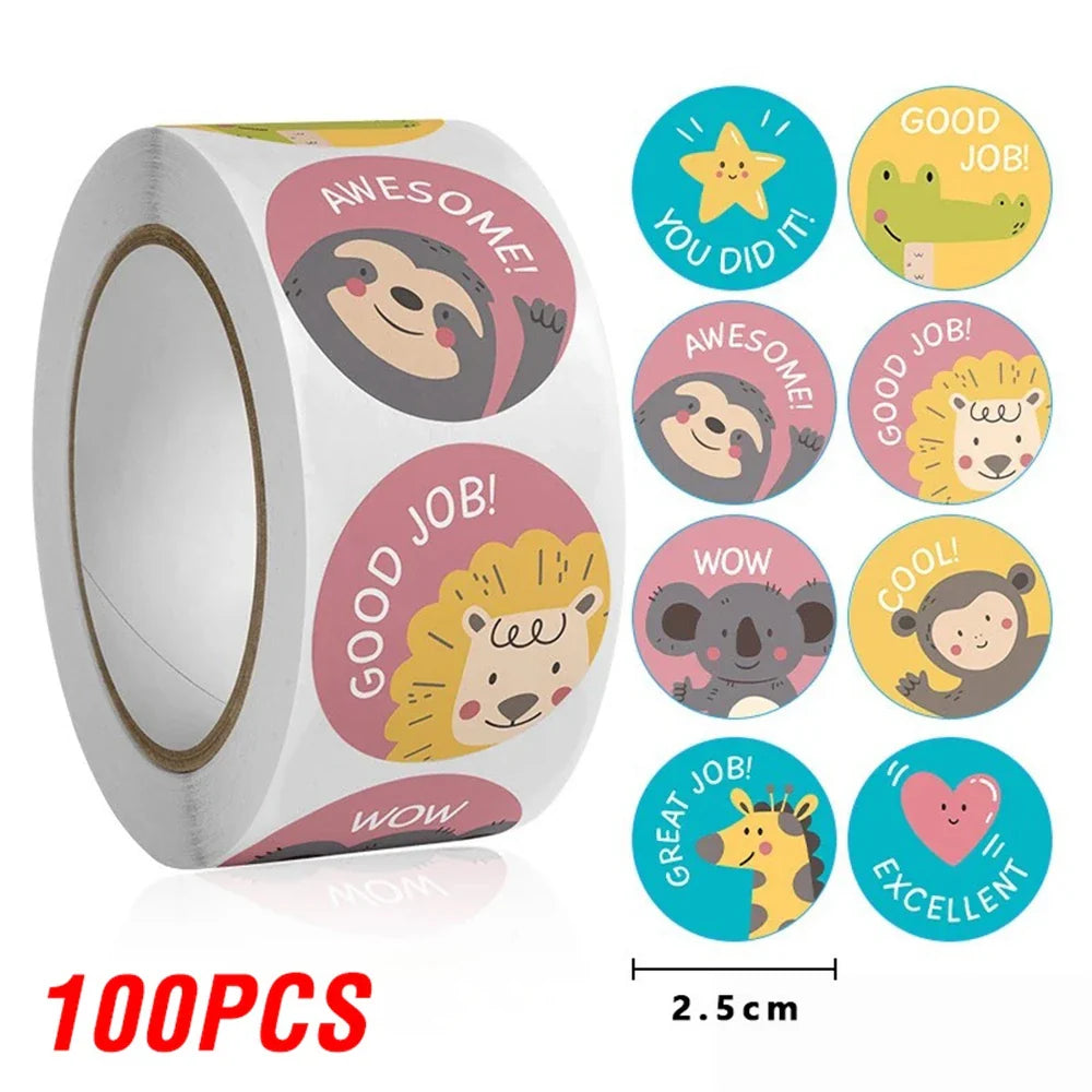 100-500pcs Cartoon Animals Cute Reward Stickers for Kids School Teacher Supplies Kids Classic Toy Gift Sealing Decor Stationery (ONLINE ORDER ONLY)