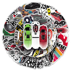 Motor Racing Cartoon Stickers: Car, Bike, Laptop, Phone, Skateboard Decals (ONLINE ORDER ONLY)