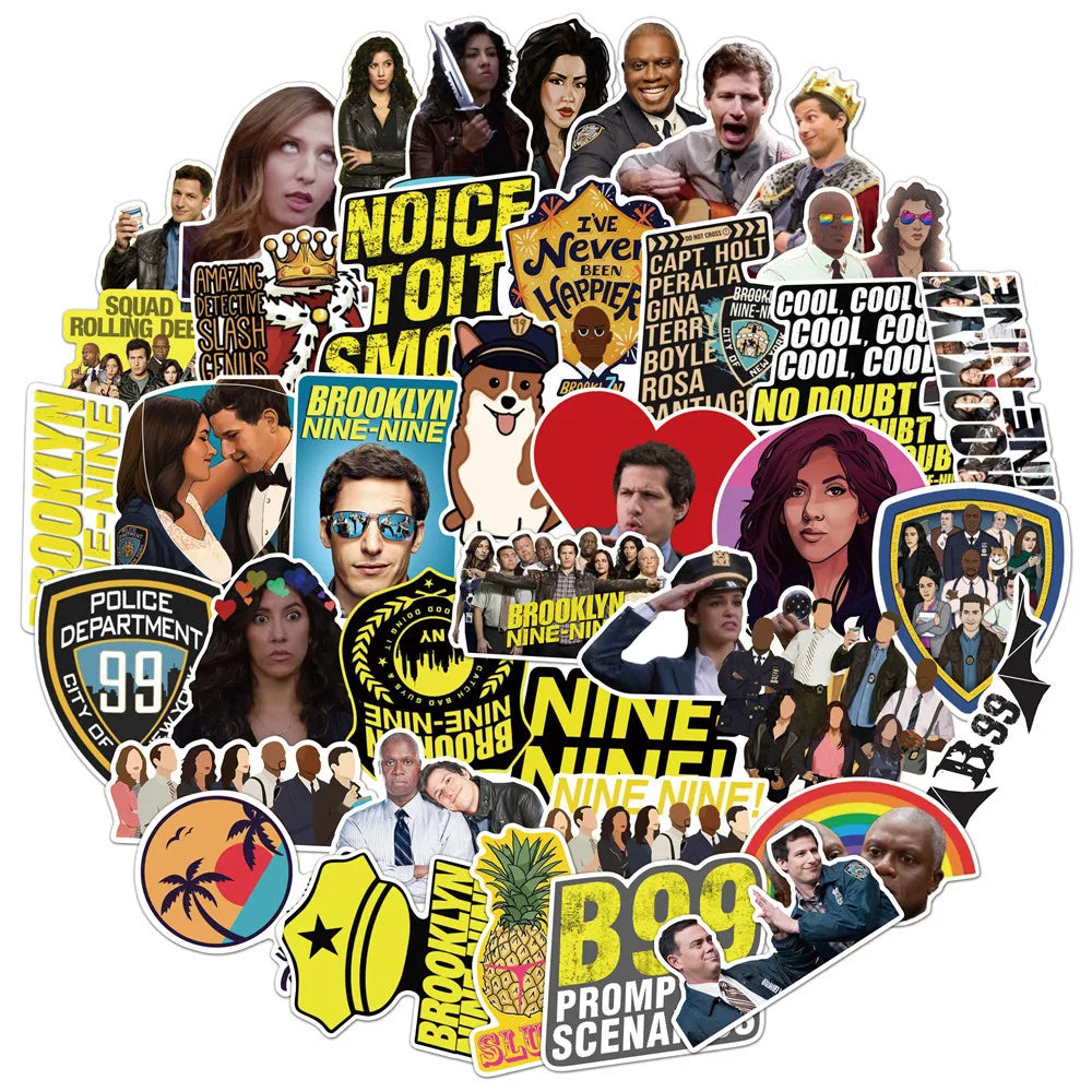 50PCS TV Series Brooklyn Nine-Nine Stickers for DIY Stationery Decal Pegatina Motorcycle Skateboard Laptop Guitar Sticker (ONLINE ORDER ONLY)