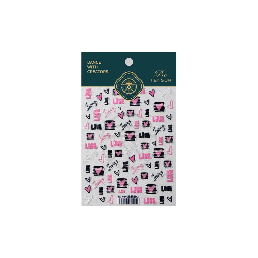 Graffiti Line Love Heart Cool Personal Hollow Out English Letter Y2k Self Adhesive Nail Art Decorations Sticker Manicure Decals (ONLINE ORDER ONLY)