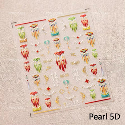 Embroidery Yunjin Brocade Tassels Bowknot Butterfly Flower Rose Camellia Adhesive Nail Art Stickers Rhinestone Manicure Decals (Online Order Only)