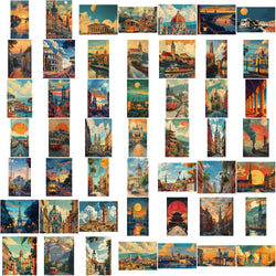 50pcs Retro Landscape Painting Stationery Sticker Asethetic Natural Landscape Scrapbook Sticker DIY Decor Luggage Sticker (ONLINE ORDER ONLY)
