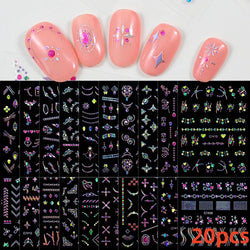20pcs Laser Shining Aurora Shell Butterfly Nail Stickers 5D Nail Art Design Decals DIY Manicure Y2K Bronzing Stickers For Nails* (ONLINE ORDER ONLY)