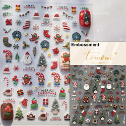 Snowman Tree House Cedar White Pine Forest Warm Winter Cloud Self Adhesive Nail Art Stickers Snowflake Star Snow Manicure Decals (ONLINE ORDER ONLY)