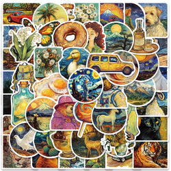 50pcs Van Gogh Style Art Stickers Vinyl Decals for Laptop Scrapbook Notebook Decor Wholesale (ONLINE ORDER ONLY)