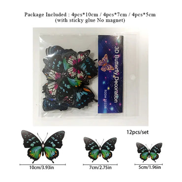 3D Butterfly Wall Stickers - 12 pcs/set Home Decor Decals for Bedroom & Living Room (ONLINE ORDER ONLY)