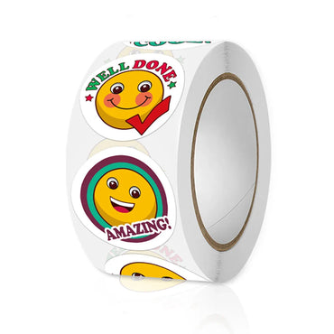 100-500pcs Cartoon Reward Stickers 8 Designs Party Round Stickers Birthday Party Packaging Sealing Stickers Stationery (ONLINE ORDER ONLY)