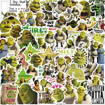 10/52pcs Cartoon Monster Shrek Graffiti Sticker DIY Suitcase Laptop Suitcase Guitar Star Sticker Waterproof Decals (Online Order Only)