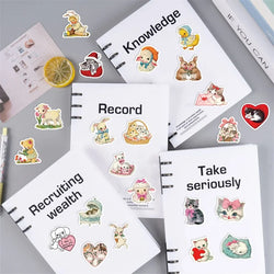 10/30/50PCS Cute Rabbit Cat Sticky PVC Sticker Aesthetic Children's Stationery DIY Decoration Scrapbooking School Supplies (ONLINE ORDER ONLY)