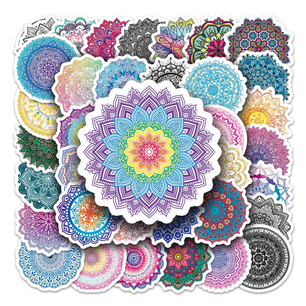 50Pcs Kaleidoscope Cartoon Waterproof Vinyl Stickers for Skateboard Snowboard Home Decor (ONLINE ORDER ONLY)