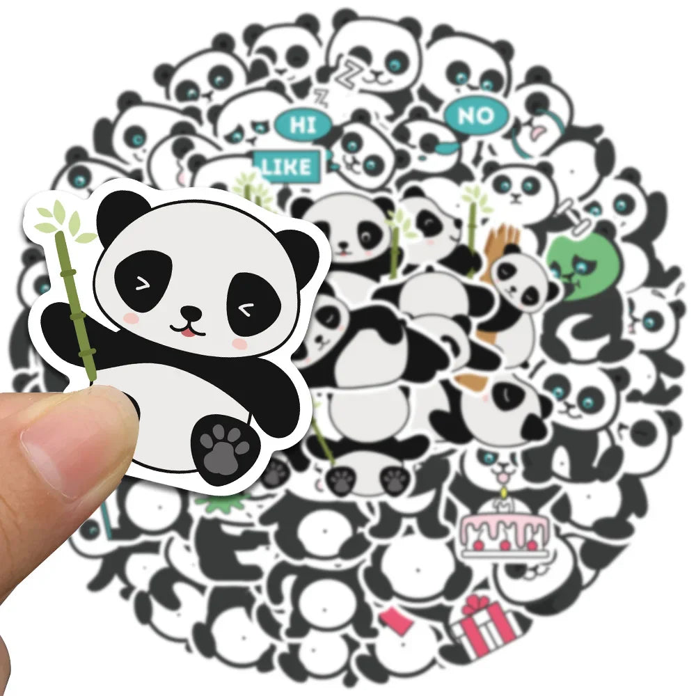 50pcs Cute Cartoon Panda Animals Stickers Kids Toy Vinyl Waterproof Graffiti Guitar Laotop Phone Luggage Sticker Decals (ONLINE ORDER ONLY)