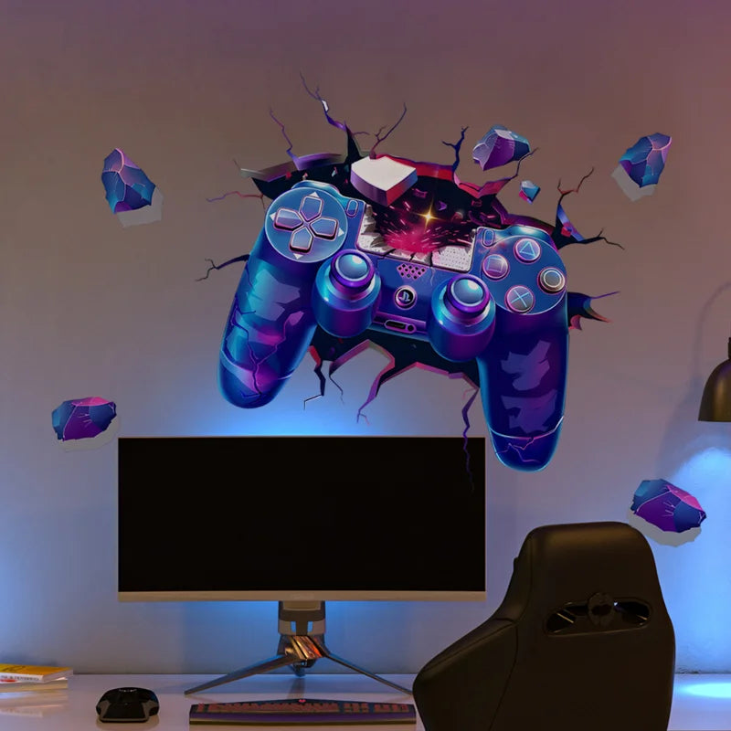 Creative GAMER Wall Stickers for Boys Bedroom Game Room Gaming Zone Wall Decoration Wallpaper Game Controller Wall Decals Muraux (Online Order Only)