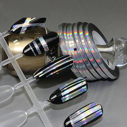 10pcs Nail Striping Tape Metallic Yarn Line Gold/Silver Striping Sticker Holographic 3D Strips Liner Tape Adhesive Manicure Foil (Online Order Only)