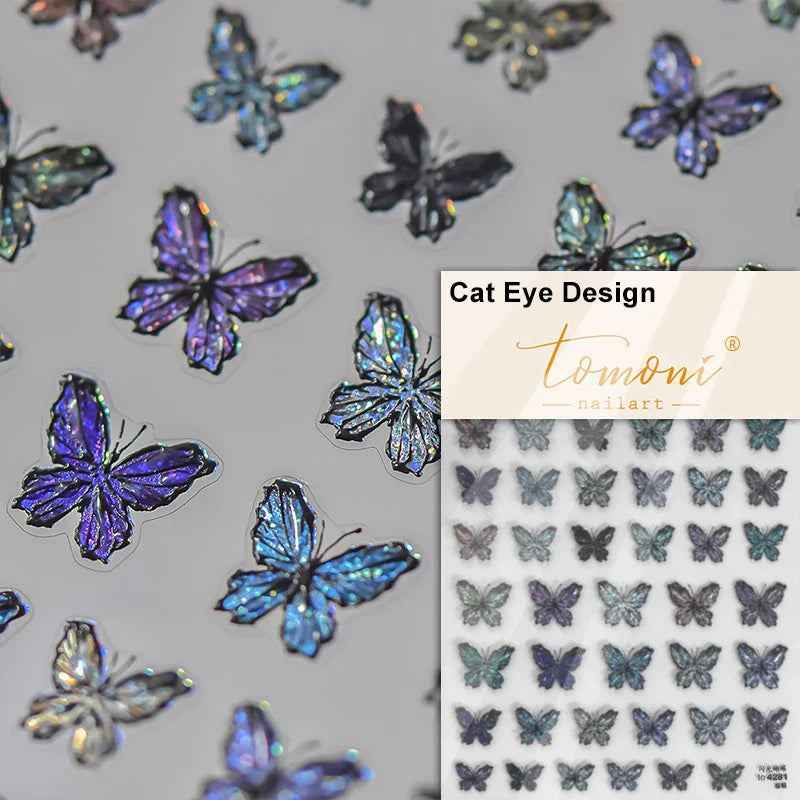 Butterfly Rose Laser Jelly Hot Stamping Lace Letter Flower Love Heart Bowknot 5D Self Adhesive Nail Art Stickers Manicure Decals (ONLINE ORDER ONLY)
