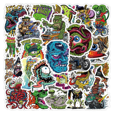 10/30/50PCS Funny Horror Liquid Monster Stickers Cool Graffiti Decoration DIY Skateboard Scrapbook Phone Laptop Car Decals Toys (ONLINE ORDER ONLY)