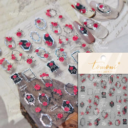 Peony Paeonia Lactiflora Rich Glory Flower Butterfly Ancient Fan Tassels Caved Window Adhesive Nail Art Sticker Manicure Decals (ONLINE ORDER ONLY)