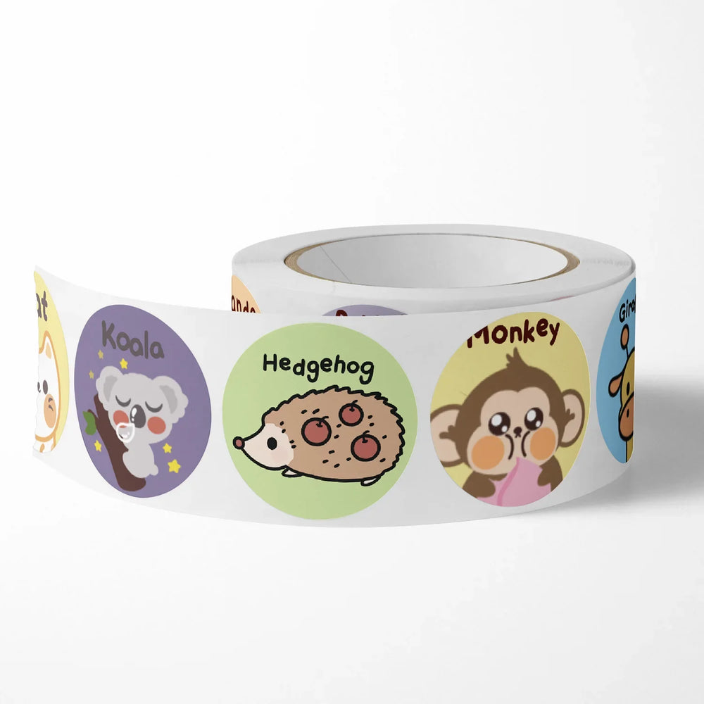 100-500 Pcs 2.5cm Cute Animal  Monkey Cat Stickers Roll for Envelope Praise Reward Student Kid Work Label Stationery Seal Lable (ONLINE ORDER ONLY)