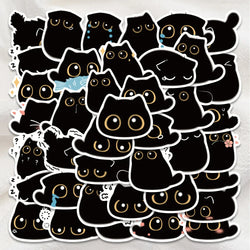 80PCS Kawaii Black Cat Stickers for Notebook, Luggage, Laptop, Motorcycle, Refrigerator, Decal Graffiti (ONLINE ORDER ONLY)
