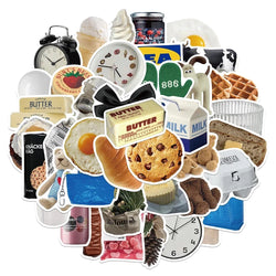 10/30/50PCS Ins Style Cute Cartoon Stickers Milk Food Biscuit Decal Toy DIY Notebook Suitcase Guitar Laptop Luggage Kids Sticker (Online Order Only)