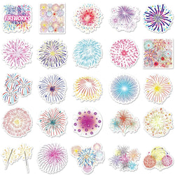10/50Pcs Retro Fireworks Stickers Creative Aesthetic Holiday Ledger Decorative Stationery Stickers 2023 (ONLINE ORDER ONLY)