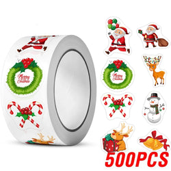 100-500pcs Heterotypic Christmas Themed Elks Snowmans Santa Claus Bells Stickers 8 Designs DlY Graffiti Holiday Tag Stationery (ONLINE ORDER ONLY)