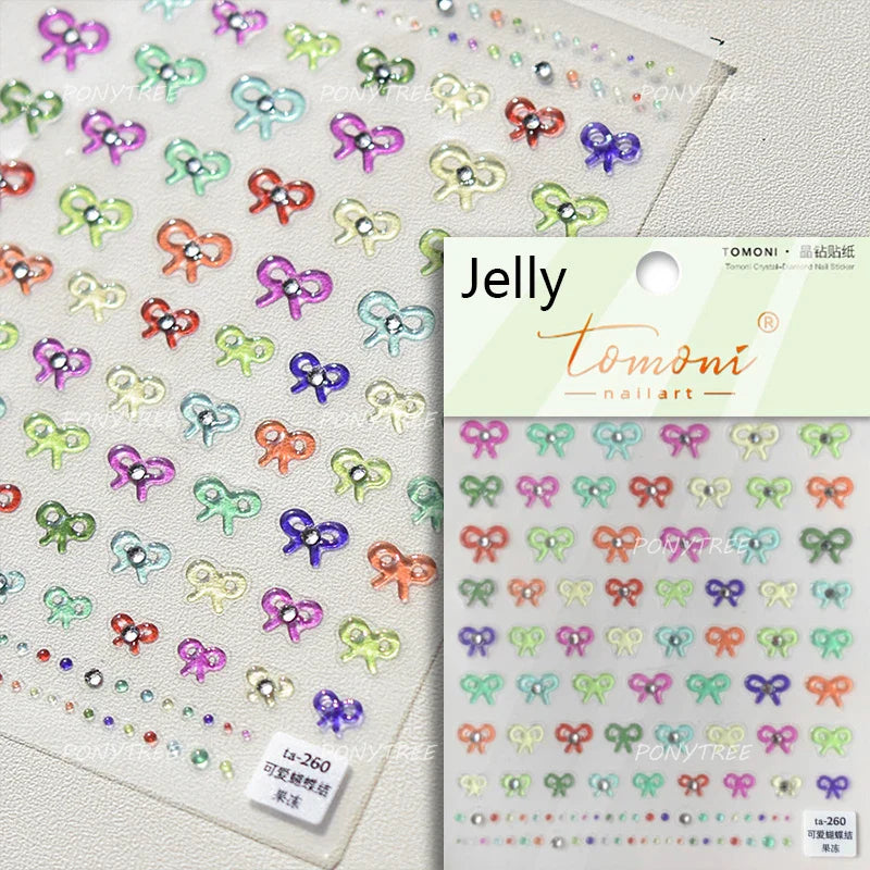 Pink Blue Purple Lovely Line Bowknot Lace Arc Curve Romantic Delicate Cording Embossed Adhesive Nail Art Sticker Manicure Decal (ONLINE ORDER ONLY)